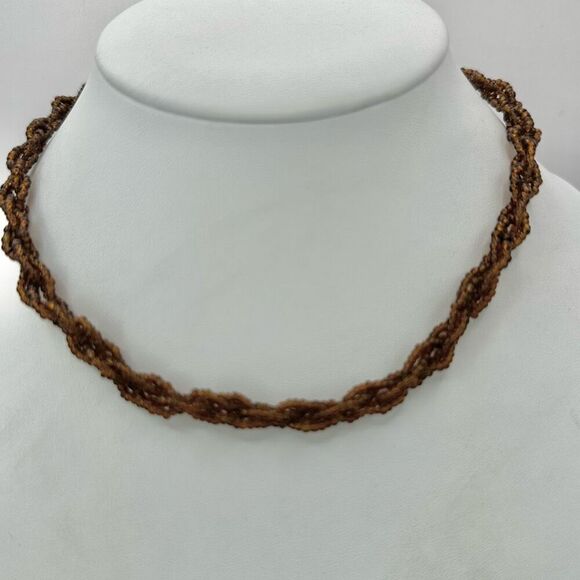 Brown beaded multi strand twisted necklace - Picture 1 of 8